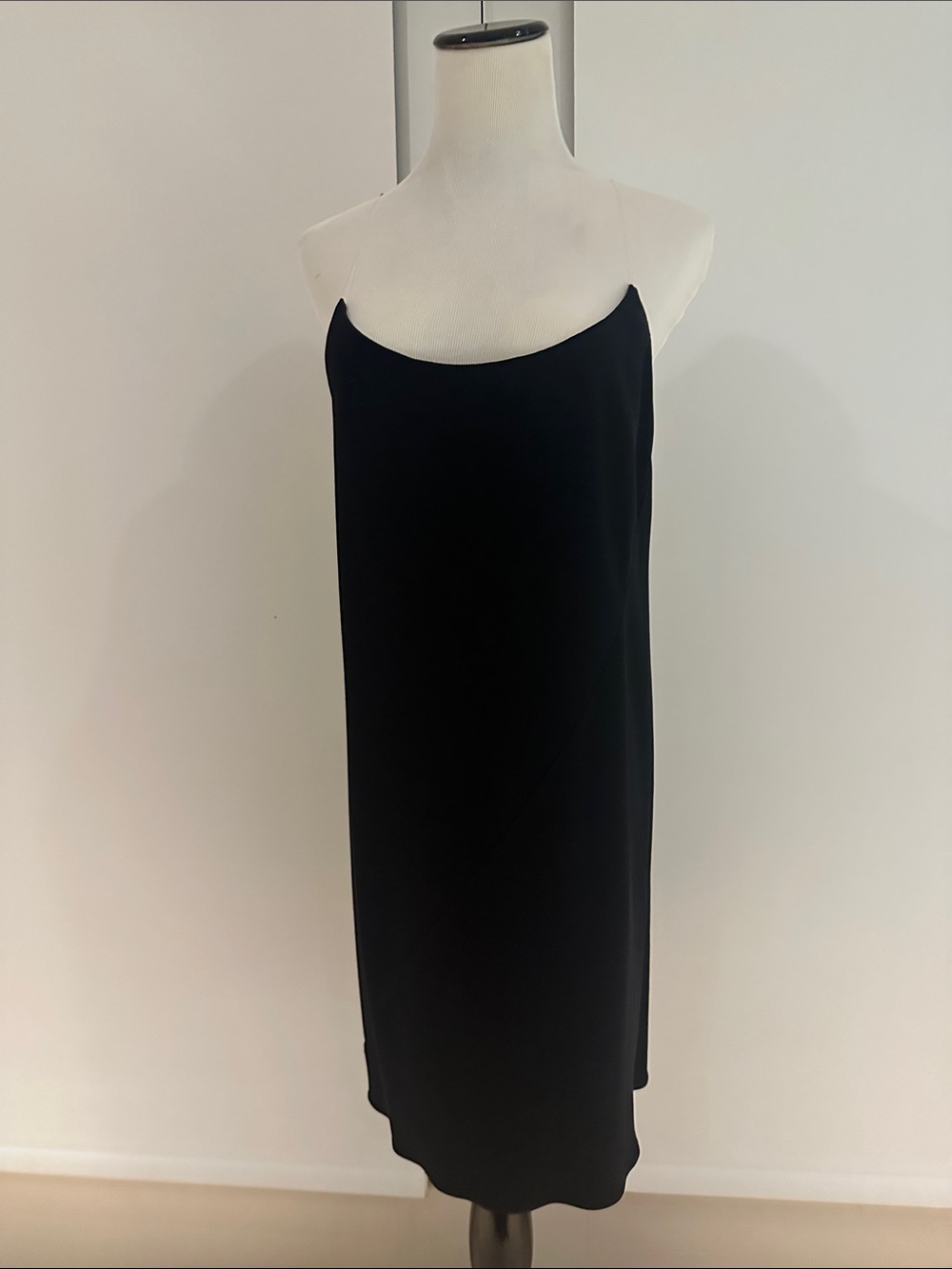 DKNY Black Deep V Open-Back Slip Midi Dress Size 8